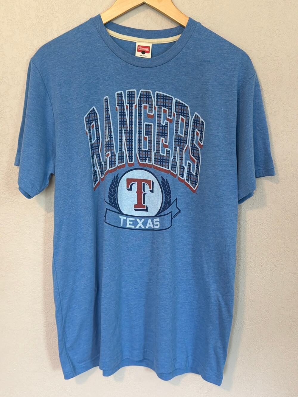 Homage Texas Rangers T-Shirt Light Blue, L